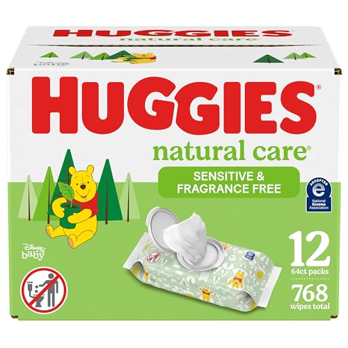 0036000510799 - HUGGIES NATURAL CARE SENSITIVE BABY WIPES, UNSCENTED, 12 FLIP-TOP PACKS (768 WIPES TOTAL)