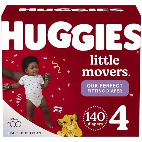 0036000534986 - HUGGIES SIZE 4 DIAPERS, LITTLE MOVERS BABY DIAPERS, SIZE 4 (22-37 LBS), 140 COUNT