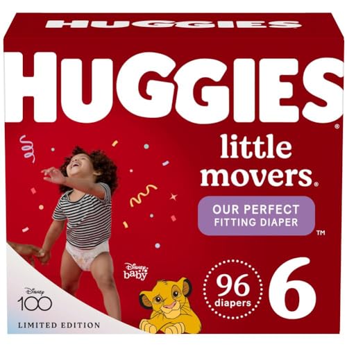 0036000535167 - HUGGIES SIZE 6 DIAPERS, LITTLE MOVERS BABY DIAPERS, SIZE 6 (35+ LBS), 96 COUNT