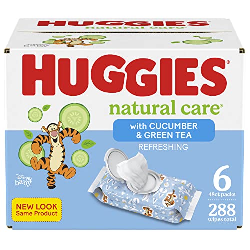 0036000536126 - BABY WIPES, HUGGIES NATURAL CARE REFRESHING BABY DIAPER WIPES, HYPOALLERGENIC, SCENTED, 6 FLIP-TOP PACKS (288 WIPES TOTAL), 6 COUNT (PACK OF 1)