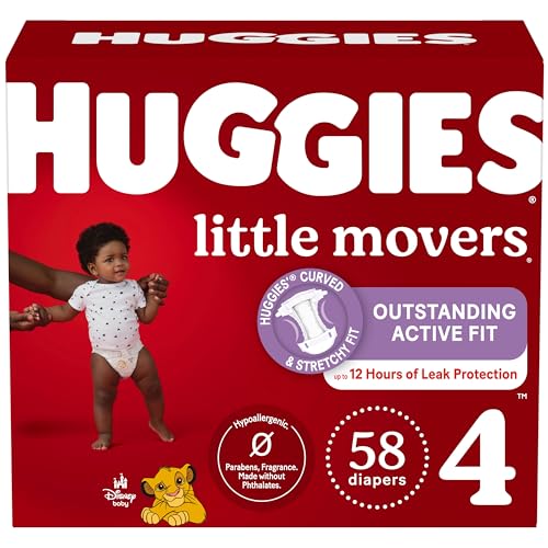 0036000546521 - BABY DIAPERS SIZE 4 (22-37 LBS), 58 CT, HUGGIES LITTLE MOVERS