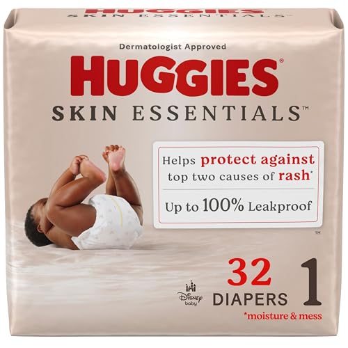 0036000556575 - HUGGIES SIZE 1 DIAPERS, SKIN ESSENTIALS BABY DIAPERS, SIZE 1 (8-14 LBS), 32 COUNT