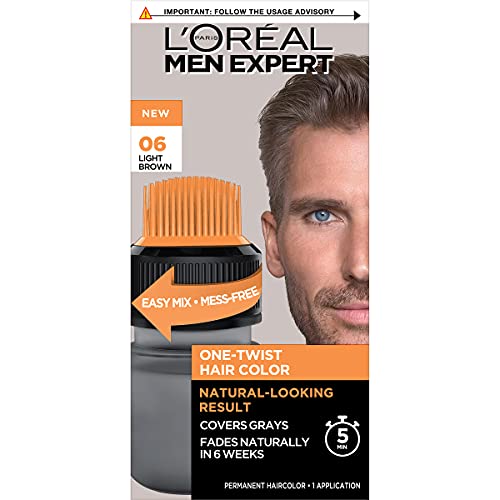 3600523993659 - LOREAL PARIS MEN EXPERT ONE TWIST HAIRCOLOR, NO MIX, NO MESS, JUST TWIST, SHAKE, APPLY, FADES NATURALLY IN 6 WEEKS, 5 MIN APPLICATION TIME, NO AMMONIA, PACK 100% RECYCLABLE, LIGHT BROWN 06 , 1 KIT