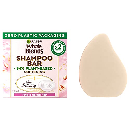 3600542424745 - GARNIER WHOLE BLENDS OAT DELICACY SOFTENING SHAMPOO BAR FOR FINE HAIR, ZERO WASTE, PARABEN FREE, SILICONE FREE, ALCOHOL FREE, DYE FREE, WITH RICE CREAM AND SUSTAINABLY SOURCED OAT MILK, 2.1 OZ