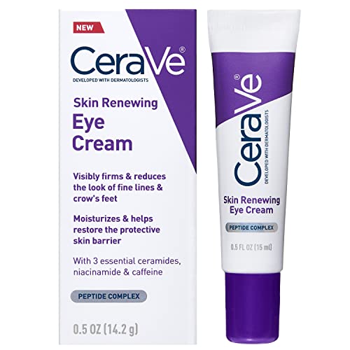 3606000595910 - CERAVE EYE CREAM FOR WRINKLES | UNDER EYE CREAM WITH CAFFEINE, PEPTIDES, HYALURONIC ACID, NIACINAMIDE, AND CERAMIDES FOR FINE LINES | FRAGRANCE FREE & OPHTHALMOLOGIST TESTED |0.5 OUNCES