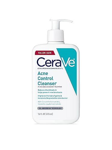3606000608405 - CERAVE FACE WASH ACNE TREATMENT | 2% SALICYLIC ACID CLEANSER WITH PURIFYING CLAY FOR OILY SKIN | BLACKHEAD REMOVER AND CLOGGED PORE CONTROL | FRAGRANCE FREE, PARABEN FREE & NON COMEDOGENIC | 16 OUNCE