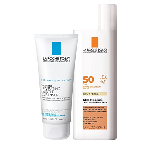 3606000610231 - LA ROCHE POSAY ANTHELIOS TINTED MINERAL SUNSCREEN FULL SIZE WITH TRAVEL SIZE MINI LA ROCHE POSAY TOLERIANE CARING WASH