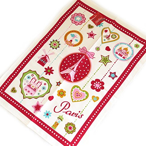 3609521345484 - TORCHON 'FRENCH TOUCH' 'PARIS' RED MULTICOLOURED.