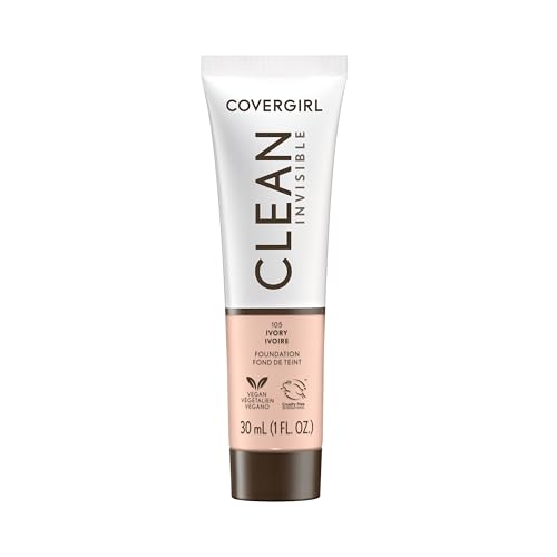 3616304354816 - COVERGIRL CLEAN INVISIBLE, IVORY, FOUNDATION, BLENDABLE FORMULA, BUILDABLE COVERAGE, LIGHTWEIGHT, NATURAL FINISH, NON-COMEDOGENIC, 1OZ