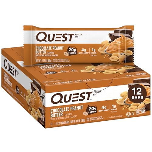 0362436396608 - QUEST NUTRITION CHOCOLATE PEANUT BUTTER BARS, HIGH PROTEIN, LOW CARB, GLUTEN FREE, KETO FRIENDLY, CHOCOLATE PEANUT BUTTER - 12 COUNT
