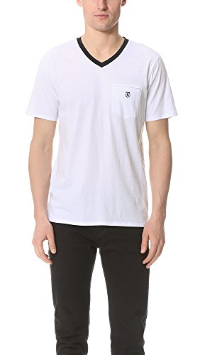 3662820232497 - THE KOOPLES MEN'S CONTRAST V NECK TEE, WHITE, X-SMALL