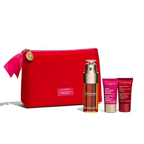 3666057090639 - CLARINS DOUBLE SERUM AND SUPER RESTORATIVE SET | 3-PIECE HOLIDAY SKINCARE GIFT SET | ANTI-AGING | LIMITED EDITION