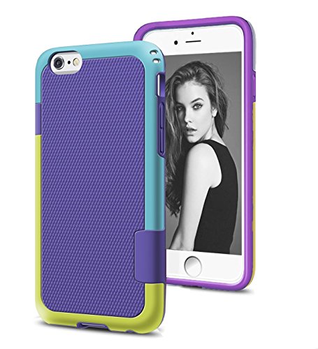 0036663664556 - IPHONE 6 CASE, AMOTUS HYBRID COLOR IMPACT RESISTANT SLIM FIT CUTE COVER HARD TPU SHELL NON-SLIP TEXTURE DESIGN SHOCKPROOF DUAL PROTECTION CASE FOR APPLE IPHONE 6/6S 4.7 (PURPLE)