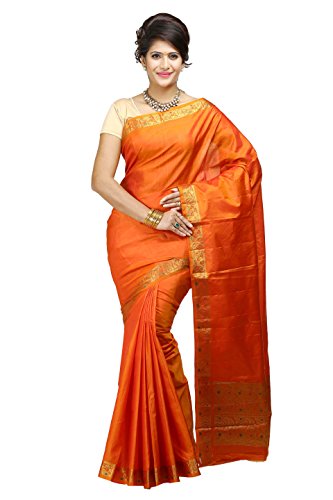 3678038068100 - MIMOSA WOMEN'S ART KANCHIPURAM SILK SAREE WITH BLOUSE,COLOR:GOLD(3205-DVN-RED-GLD)