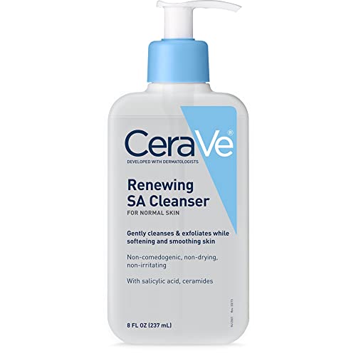 3681995021538 - CERAVE SALICYLIC ACID CLEANSER | 8 OUNCE | RENEWING EXFOLIATING FACE WASH WITH VITAMIN D FOR ROUGH AND BUMPY SKIN | FRAGRANCE FREE