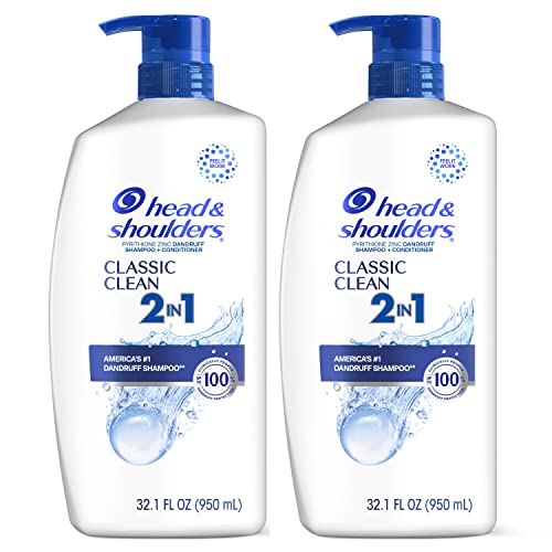 0037000079491 - HEAD AND SHOULDERS SHAMPOO AND CONDITIONER 2 IN 1, ANTI DANDRUFF TREATMENT AND SCALP CARE, CLASSIC CLEAN, 32.1 FL OZ, TWIN PACK