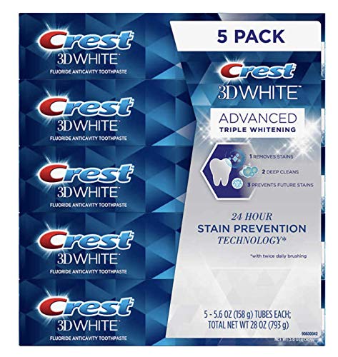 0037000171867 - CREST 3D WHITE ADVANCE WHITENING FLAVORIDE ANTICAVITY TOOTHPASTE 5 PACK 5.6 OZ NET WT 28 OZ