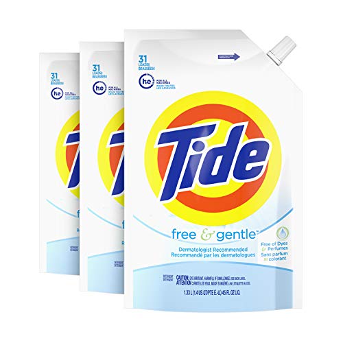 0037000598503 - TIDE FREE & GENTLE LIQUID LAUNDRY DETERGENT SMART POUCH, PACK OF 3, 93 TOTAL LOADS
