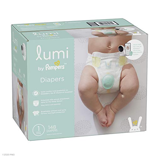 0037000641711 - LUMI BY PAMPERS DIAPERS SIZE 1, 148 COUNT, ENORMOUS PACK - COMPATIBLE WITH THE LUMI PAMPERS SLEEP ROUTINE SYSTEM (NOT INCLUDED)