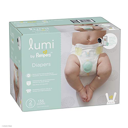 0037000642046 - LUMI BY PAMPERS DIAPERS SIZE 2, 136 COUNT, ENORMOUS PACK - COMPATIBLE WITH THE LUMI PAMPERS SLEEP ROUTINE SYSTEM (NOT INCLUDED)