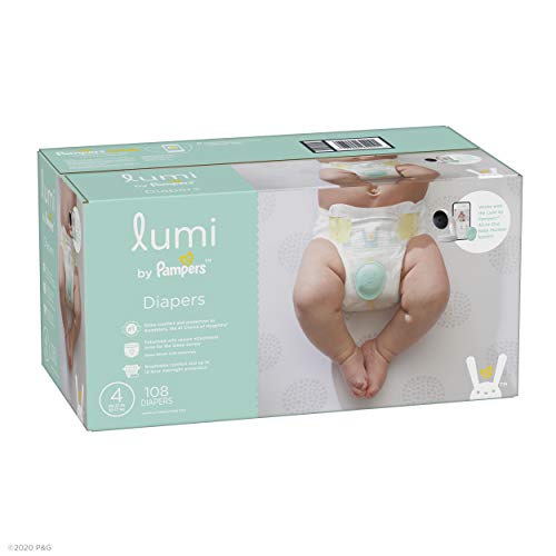 0037000642091 - LUMI BY PAMPERS DIAPERS SIZE 4, 108 COUNT, ENORMOUS PACK - COMPATIBLE WITH THE LUMI PAMPERS SLEEP ROUTINE SYSTEM (NOT INCLUDED)