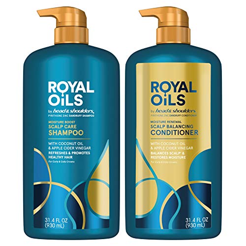 0037000647850 - HEAD & SHOULDERS ROYAL OILS DANDRUFF SHAMPOO & CONDITIONER WITH COCONUT OIL AND APPLE CIDER VINEGAR, CURLY HAIR PRODUCTS, 31.4 OZ EACH