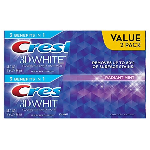 0037000695424 - CREST 3D WHITE WHITENING TOOTHPASTE RADIANT MINT,TWIN PACK