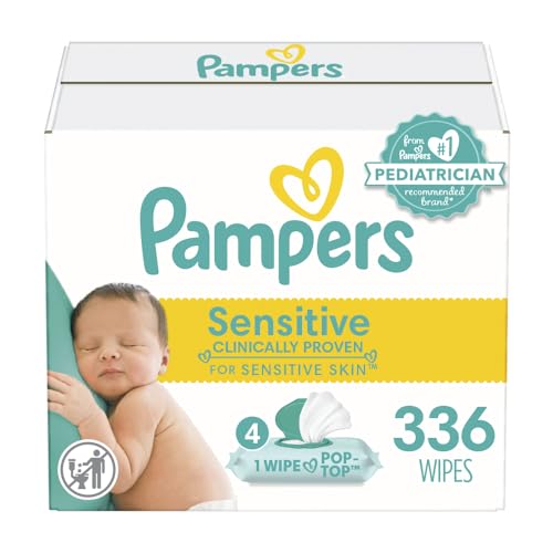 0037000751397 - BABY WIPES, PAMPERS SENSITIVE WATER BASED BABY DIAPER WIPES, HYPOALLERGENIC AND UNSCENTED, 6X POP-TOP PACK, 336 TOTAL WIPES