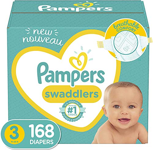 0037000799801 - BABY DIAPERS SIZE 3, 168 COUNT - PAMPERS SWADDLERS, ONE MONTH SUPPLY (PACKAGING MAY VARY)