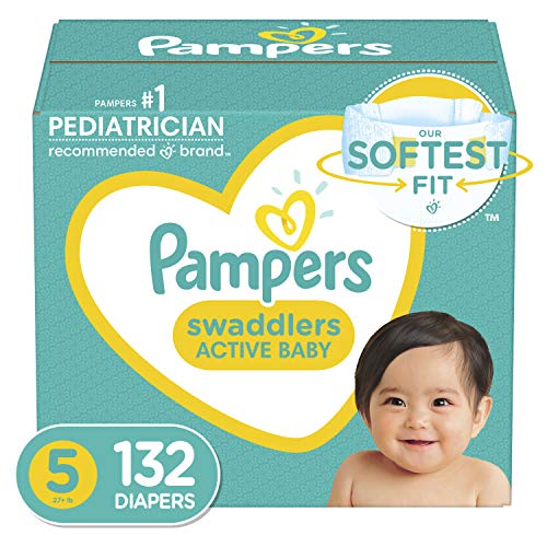 0037000799825 - BABY DIAPERS SIZE 5, 132 COUNT - PAMPERS SWADDLERS, ONE MONTH SUPPLY (PACKAGING AND PRINTS ON DIAPERS MAY VARY)