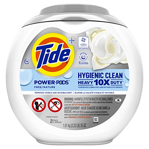 0037000807377 - TIDE HYGIENIC CLEAN HEAVY DUTY 10X FREE POWER PODS LIQUID LAUNDRY DETERGENT, UNSCENTED, 21 COUNT