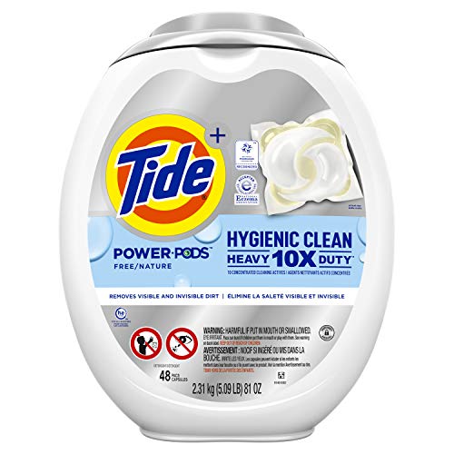 0037000807667 - TIDE HYGIENIC CLEAN HEAVY DUTY 10X FREE POWER PODS LIQUID LAUNDRY DETERGENT, UNSCENTED, 48 COUNT