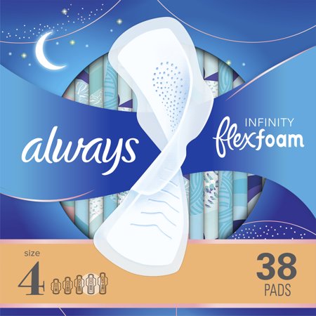 0037000820253 - ALWAYS INFINITY OVERNIGHT PADS WITH WINGS, UNSCENTED, SIZE 4, 38 CT