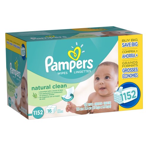0037000827887 - PAMPERS NATURAL CLEAN WIPES 16X PACK 1152 COUNT