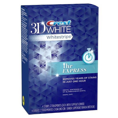 0037000830238 - CREST 3D WHITE 1-HOUR EXPRESS TEETH WHITENING STRIPS 2 COUNT (2 TREATMENT)