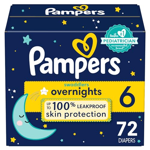 0037000834021 - PAMPERS SWADDLERS OVERNIGHTS DIAPERS - SIZE 6, 72 COUNT, DISPOSABLE BABY DIAPERS, NIGHT TIME SKIN PROTECTION