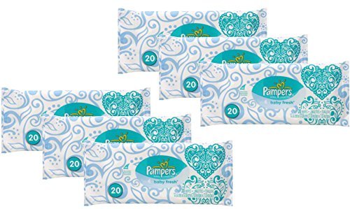 0037000848448 - PAMPERS BABY FRESH WIPES TRAVEL PACK, 20 WIPES (PACK OF 6, TOTAL 120 WIPES)