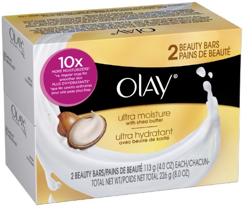 0037000855200 - OLAY BEAUTY BAR SOAP - ULTRA MOISTURE WITH SHEA BUTTER - TWO 4 OZ BARS PER PACKAGE - TWO PACKAGES TOTAL (4 BARS)