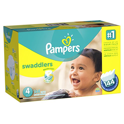 0037000863854 - PAMPERS SWADDLERS DIAPERS ECONOMY PACK PLUS, SIZE 4 (144 COUNT)