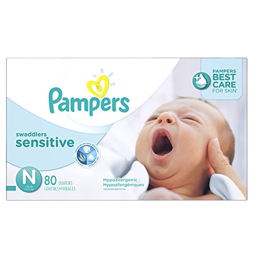 0037000866145 - PAMPERS SWADDLERS SENSITIVE DIAPERS SIZE N SUPER PACK 80 COUNT