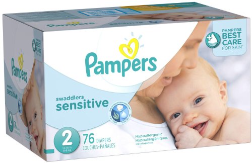 0037000866169 - PAMPERS SWADDLERS SENSITIVE DIAPERS - SIZE 2 - 76 CT