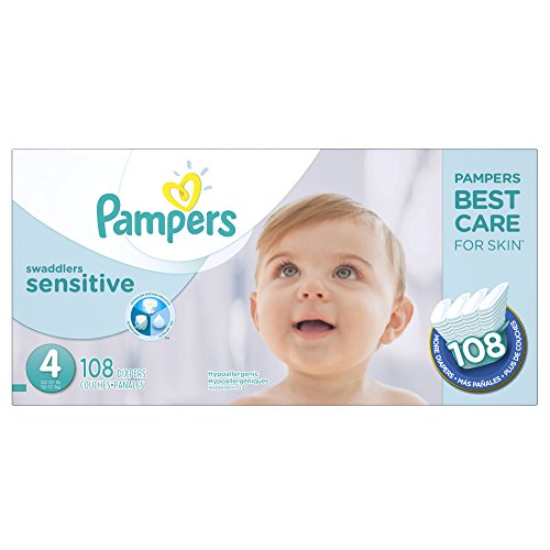 0037000866244 - PAMPERS SWADDLERS SENSITIVE DIAPERS SIZE 4 108 COUNT