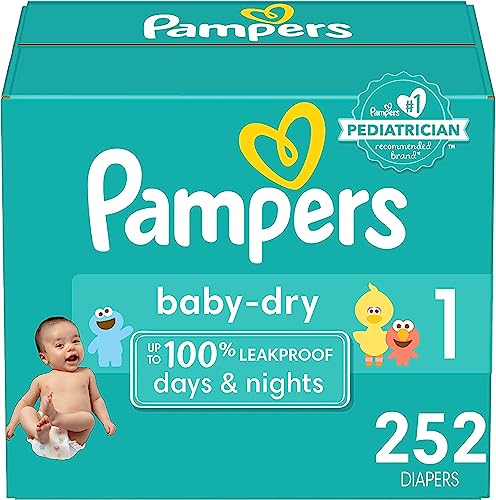 0037000893097 - PAMPERS BABY DRY DIAPERS - SIZE 1, ONE MONTH SUPPLY (252 COUNT), ABSORBENT DISPOSABLE DIAPERS