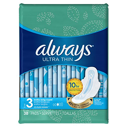0037000899082 - ALWAYS ULTRA THIN PADS SIZE 3, EXTRA LONG, SUPER ABSORBENCY WITH WINGS, UNSCENTED, 38 COUNT