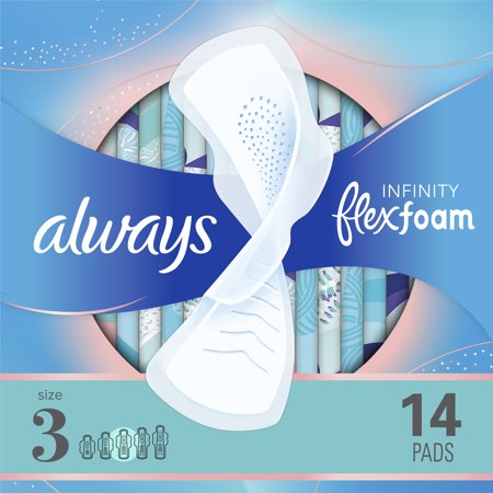 0037000899099 - ALWAYS INFINITY FLEXFOAM PADS FOR WOMEN, SIZE 3, EXTRA HEAVY ABSORBENCY, UNSCENTED, 14 COUNT
