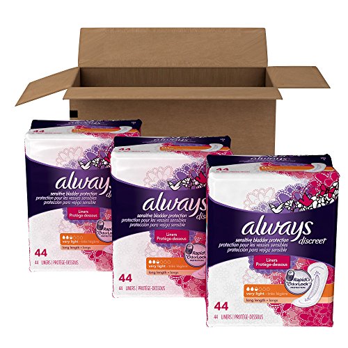 0037000927242 - ALWAYS DISCREET INCONTINENCE LINERS VERY LIGHT, LONG LENGTH, 132 COUNT