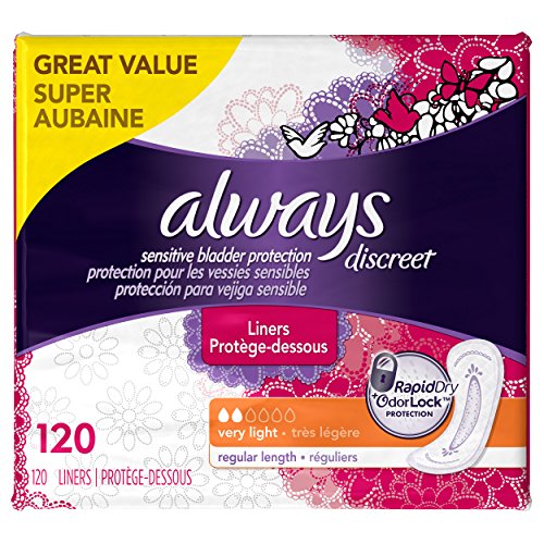 0037000927396 - ALWAYS DISCREET INCONTINENCE LINERS, VERY LIGHT, REGULAR LENGTH, 120 EA