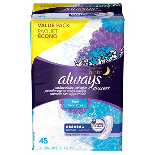0037000927457 - ALWAYS DISCREET INCONTINENCE PADS, ULTIMATE, LONG LENGTH, 45 EA