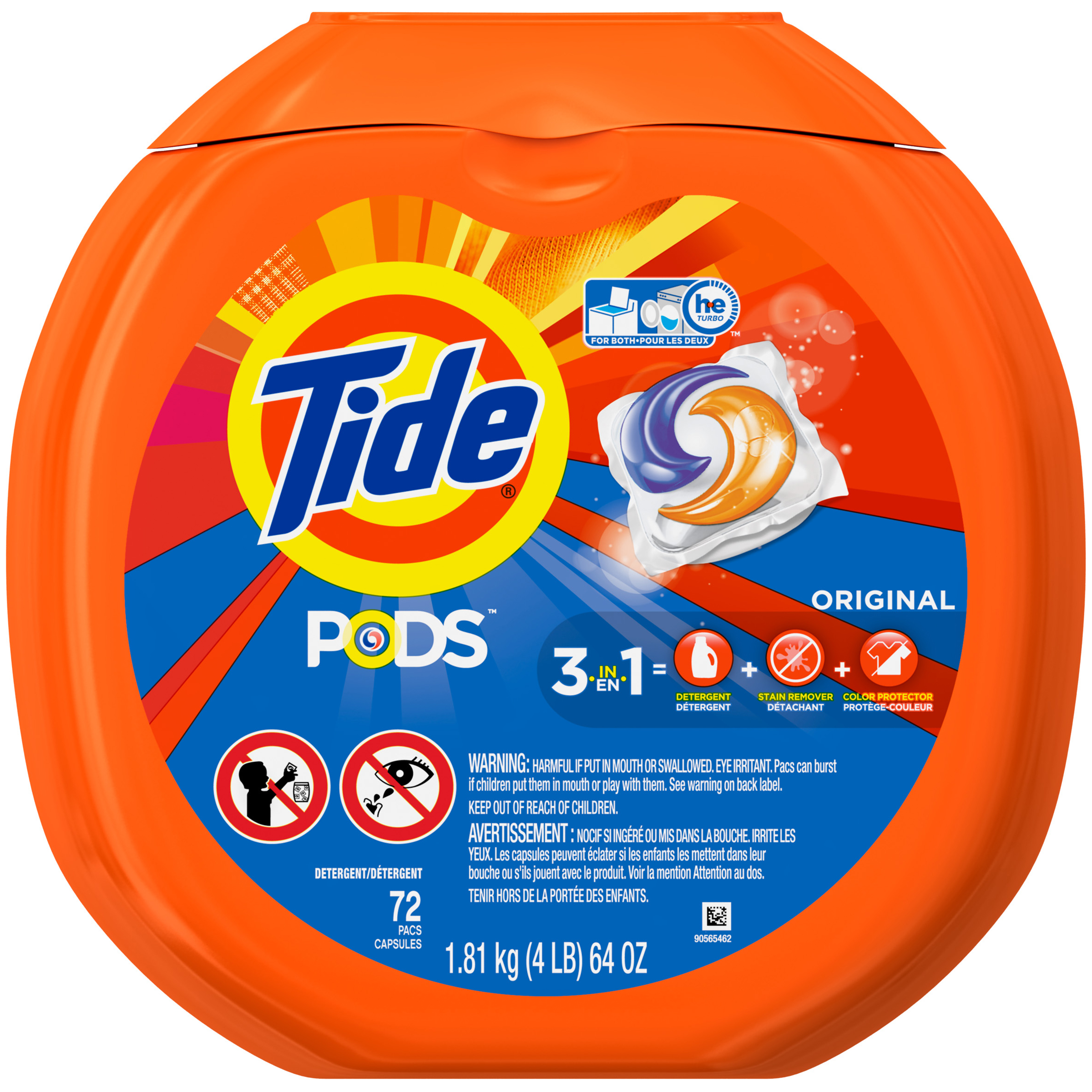 0037000930433 - PODS LAUNDRY DETERGENT, ORIGINAL, 72 COUNT, DESIGNED FOR REGULAR AND HE WASHERS