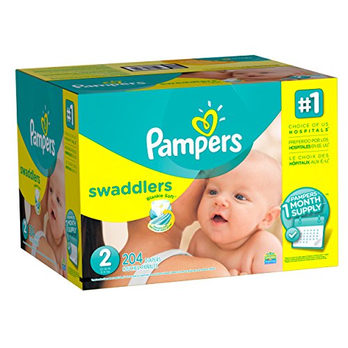 0037000933502 - PAMPERS SWADDLERS DIAPERS, SIZE 2, ONE MONTH SUPPLY, 204 COUNT
